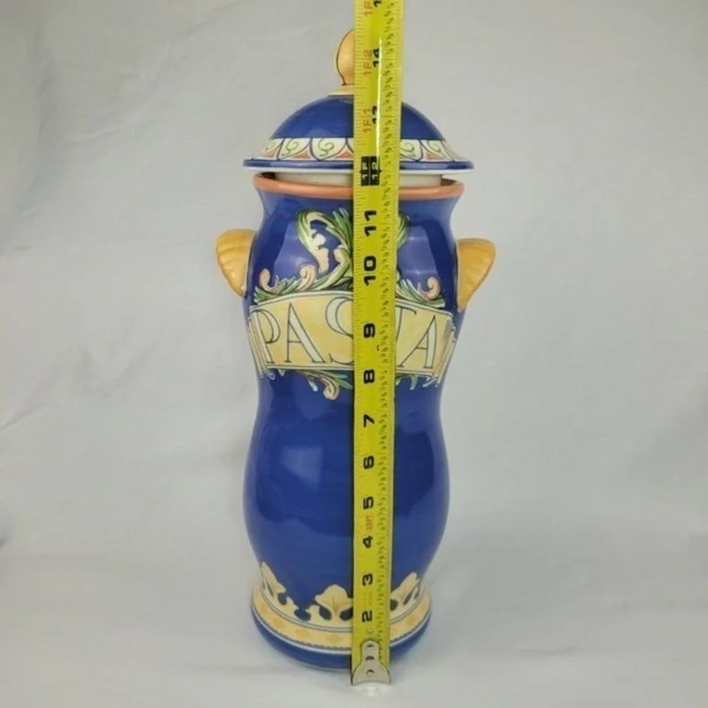 Pfaltzgraff Villa della Luna Pasta Canister Blue Ceramic Jar Jana Kolpen 14.5in